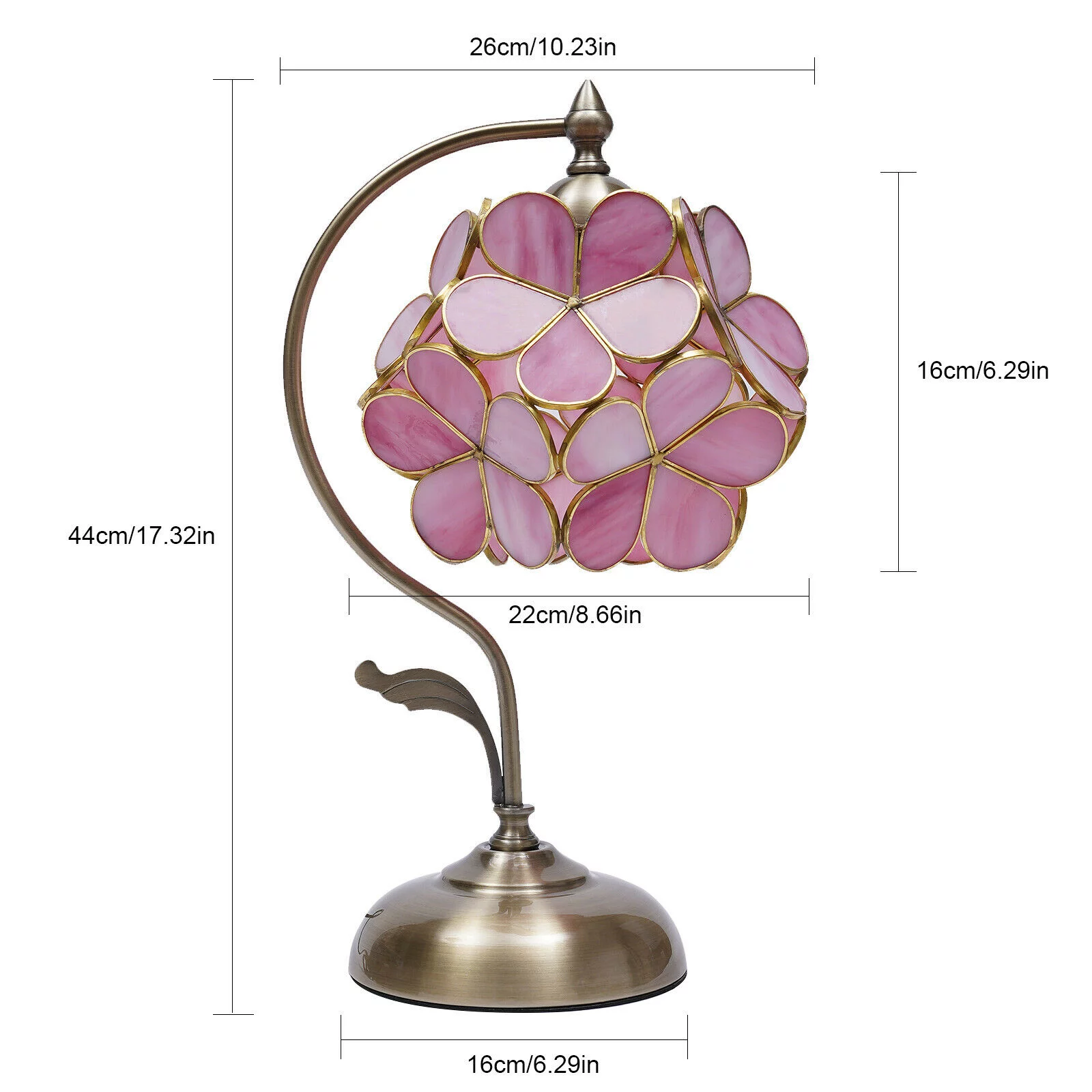 Stained Glass Table Lamp Cherry Blossom Desk Lamp with Petal Lampshade