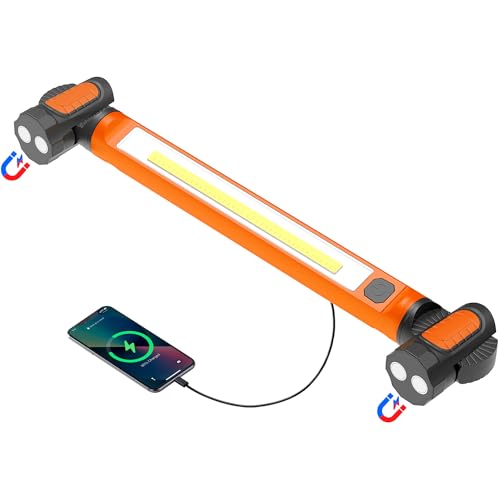 Mechanic Work Light, 3000LM Magnetic Work Light, 5200mAh Rechargeable LED Work Light Bar, Portable Cordless Underhood Work Lights with Hooks for Inspection Workshop Emergency