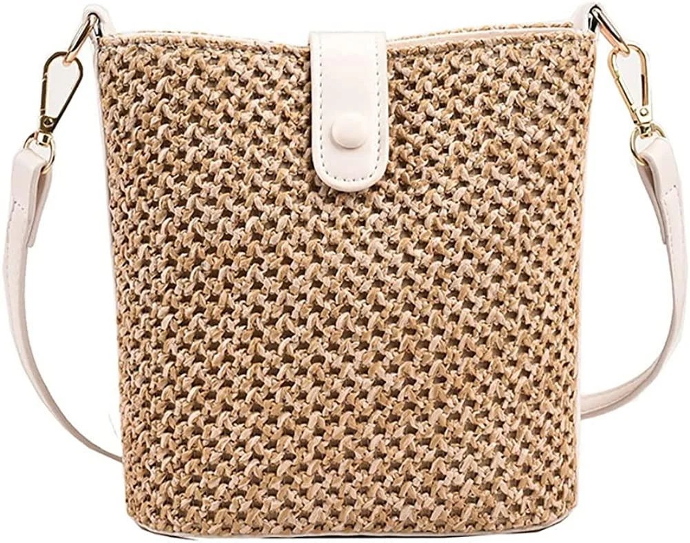 Straw Bag Summer Beach Bag Cute Handwoven Hobo Women Handbag Adjustable Crossbody Bag Vacation Bag Basket Purse 2023