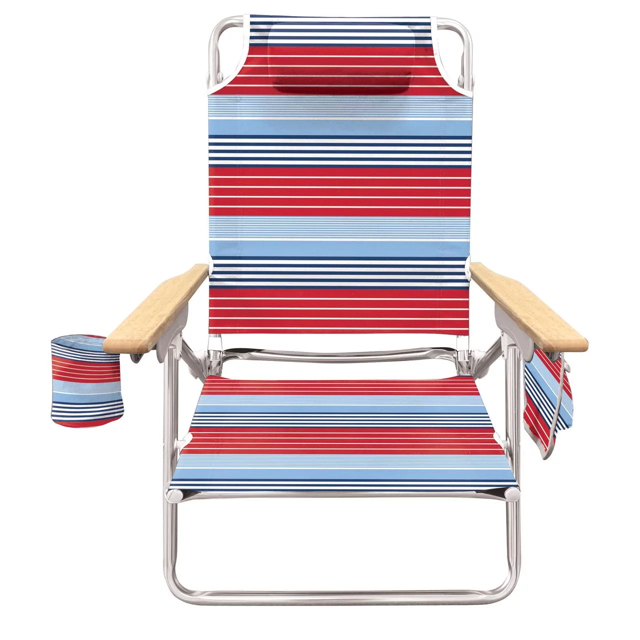 Cabana Beach 5-Position Deluxe Beach Chair with Wood Armrests
