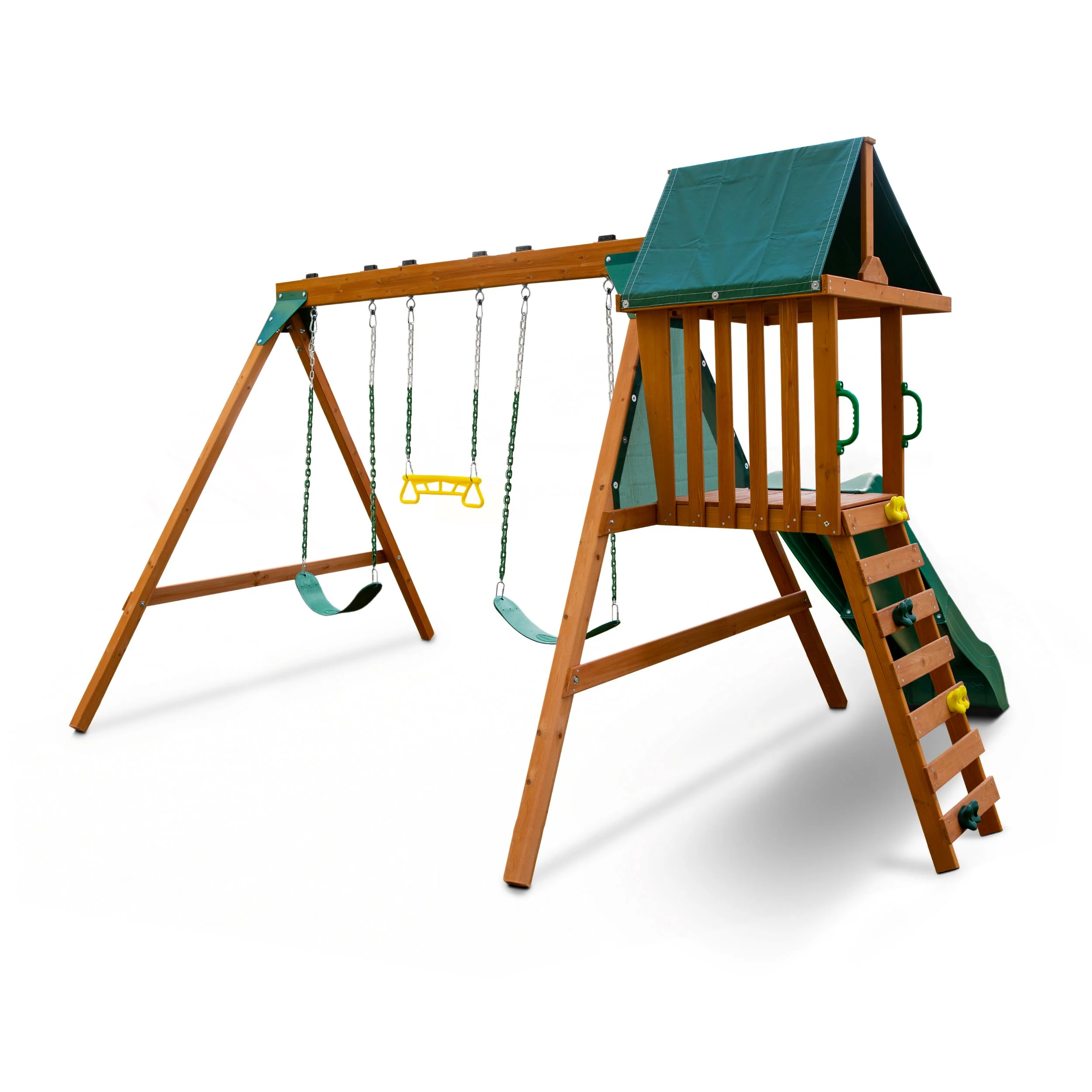 Gorilla Playsets 01-1105 Basic Swing Set with Two Swings, Trapeze Swing, and Slide