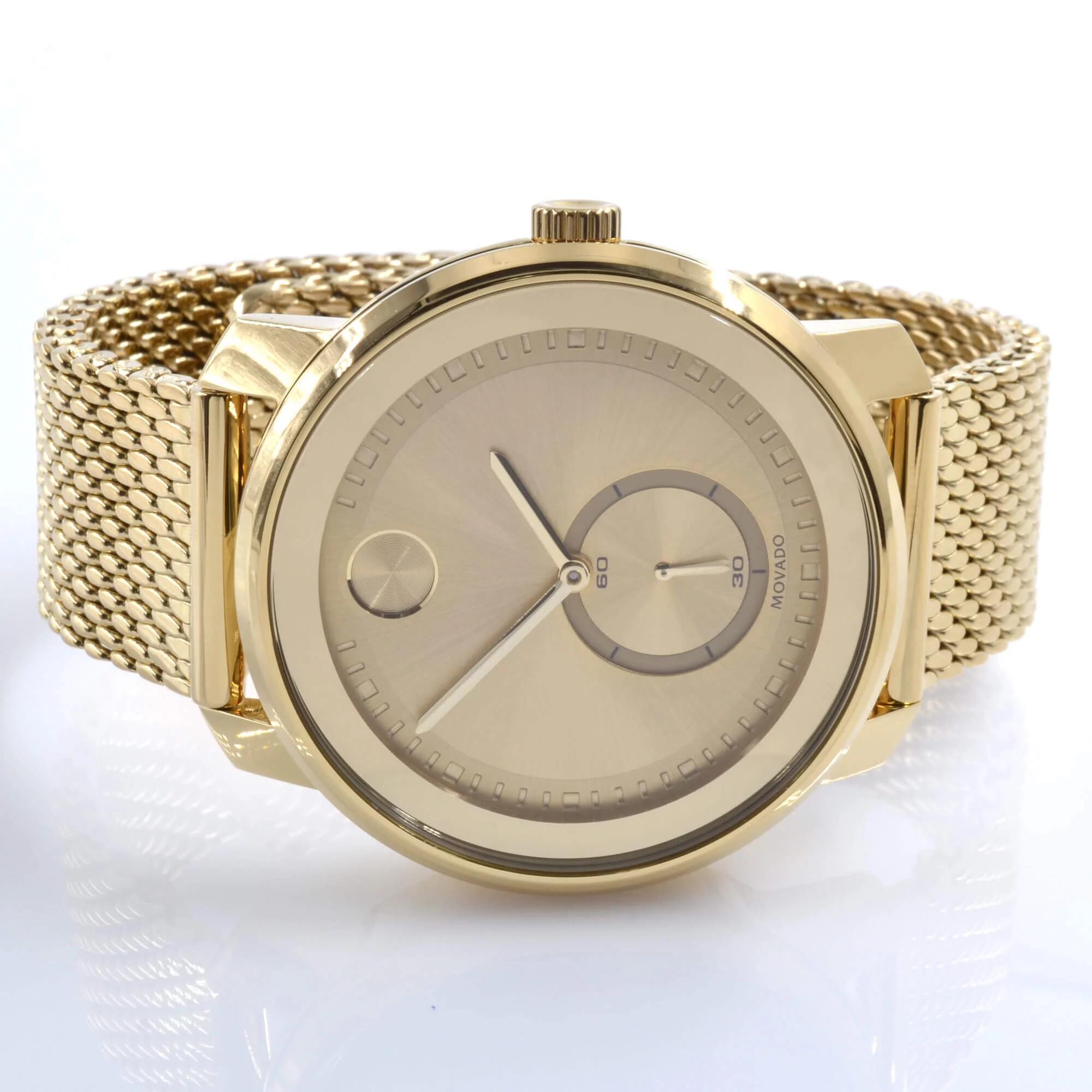 Movado Bold Gold-Tone Mesh Mens Watch 3600678