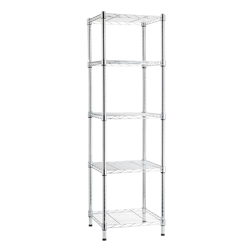 Amazon Basics 3-Shelf Adjustable Heavy Duty Steel Wire Rack Storage Shelving Organizer for Kitchen, Garage, 23.2