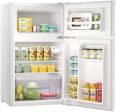 NLIBOOMLife Mini Refrigerator 3.2Cu.Ft Compact Fridge Defrost Double Doors Freezer Energy Saving  of Beverages Vegetables Fruits Suitable for Kitchen Living Room Office Dorm Grey