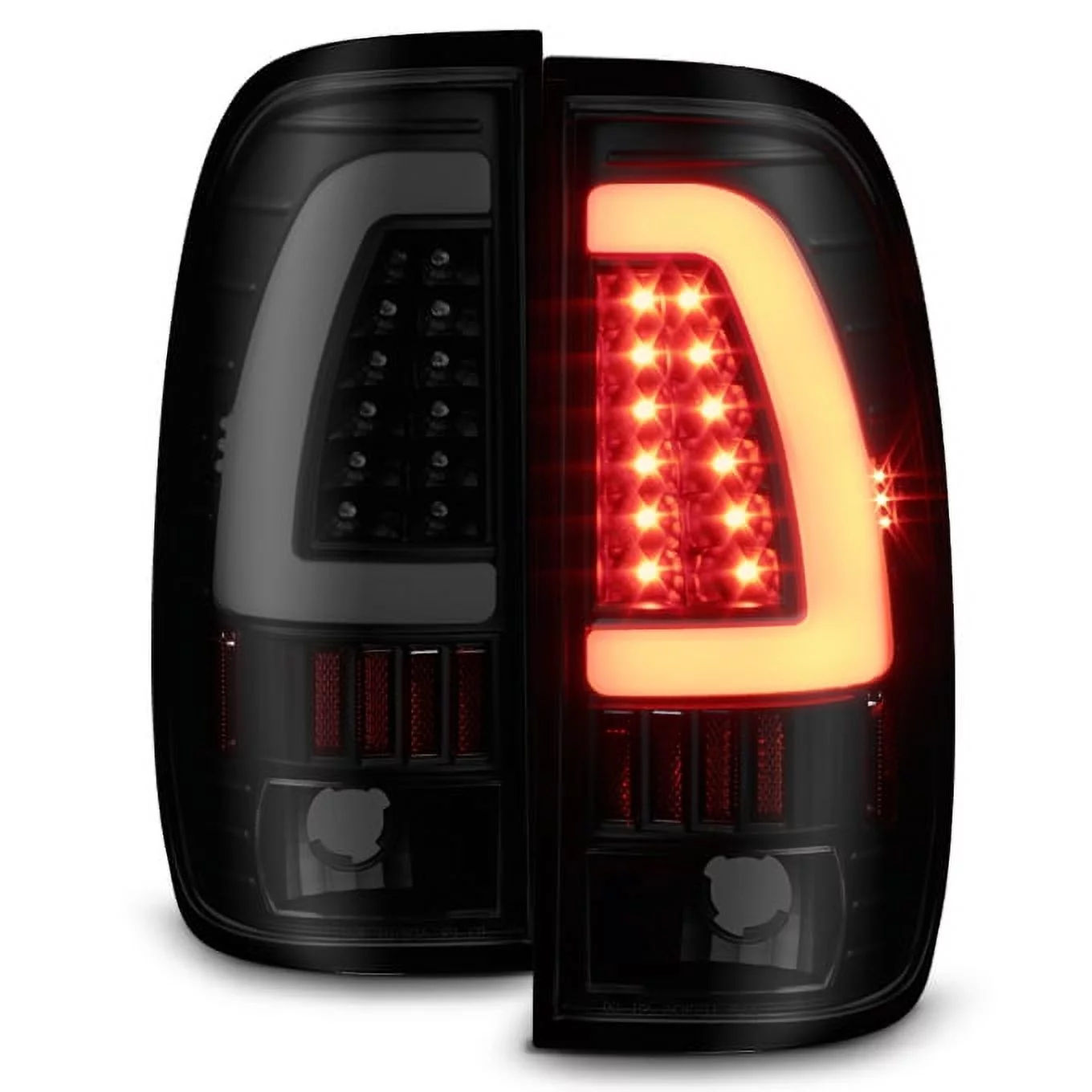 AKKON - For Black Smoked 1997-2003 Ford F150 99-07 F250 F350 LED Tube Tail Lights Lamps Pair Left and Right