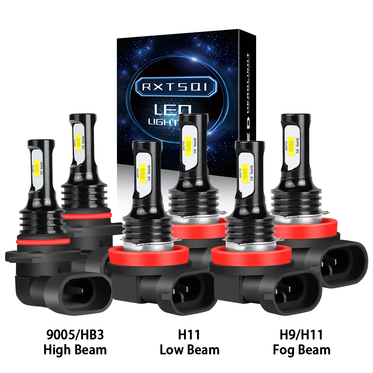 For Toyota Highlander 2014-2020 LED Headlight Bulbs 9005 H11 High/Low Beam H11 H8 Fog Light 6000k 6Pcs