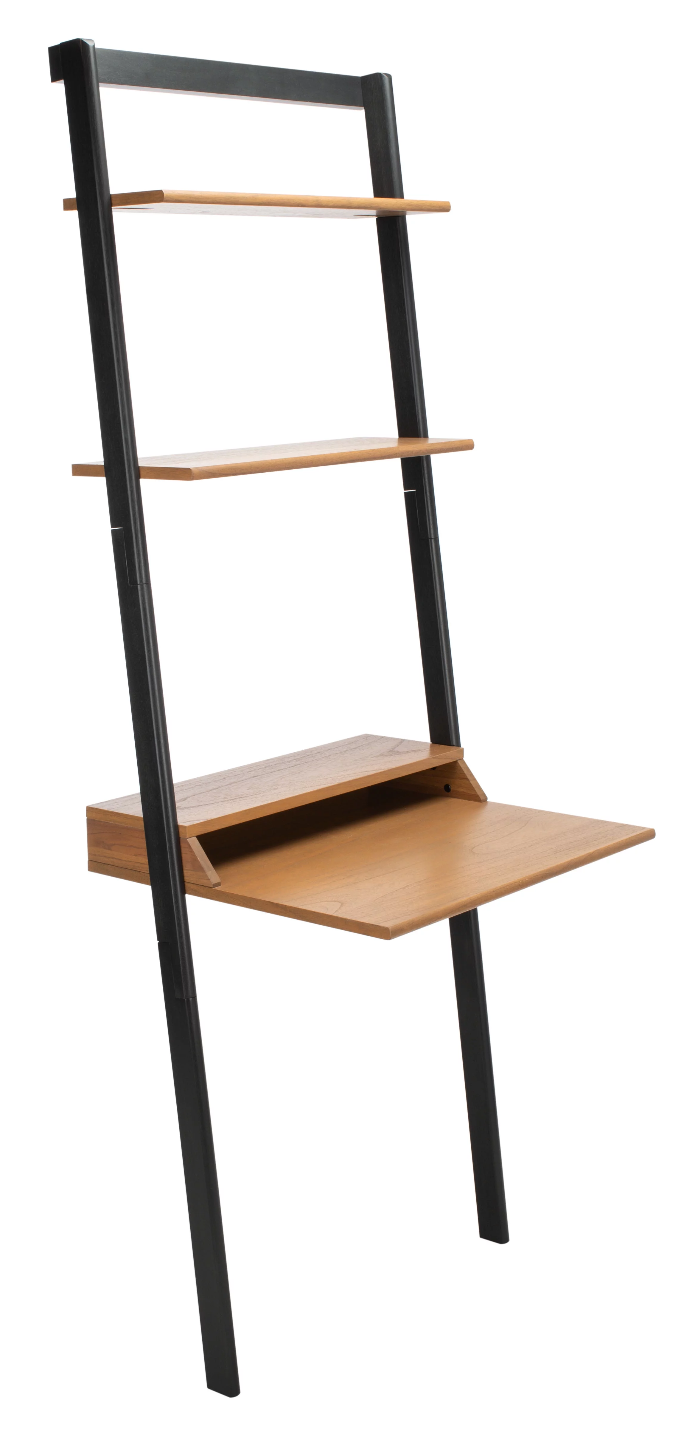 SAFAVIEH Pamella Rustic Retro 2 Shelf Leaning Desk, Natural/Charcoal