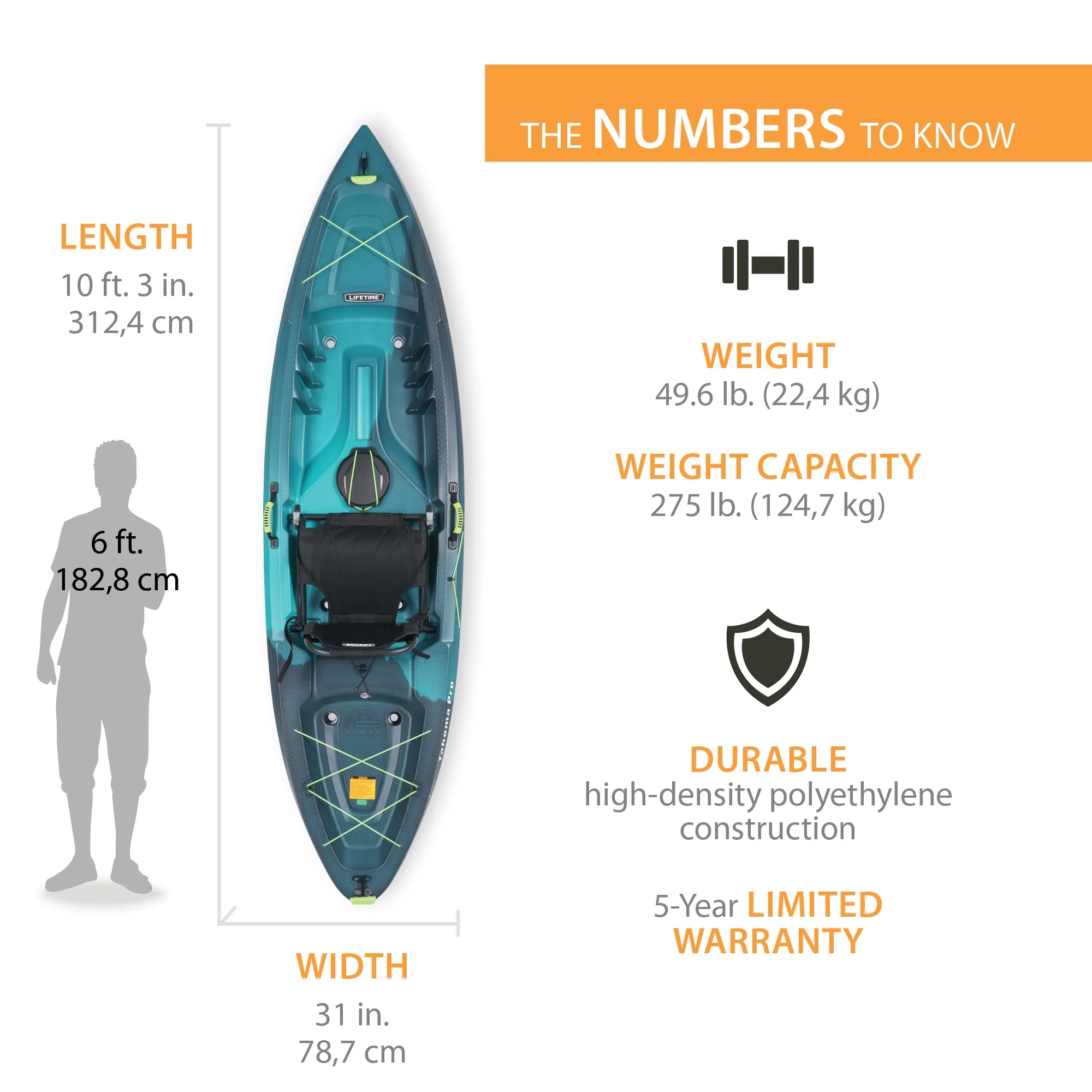 Lifetime Tahoma Pro 10 ft Sit-on-Top Kayak, Aurora Fusion Blue *WP (91152)