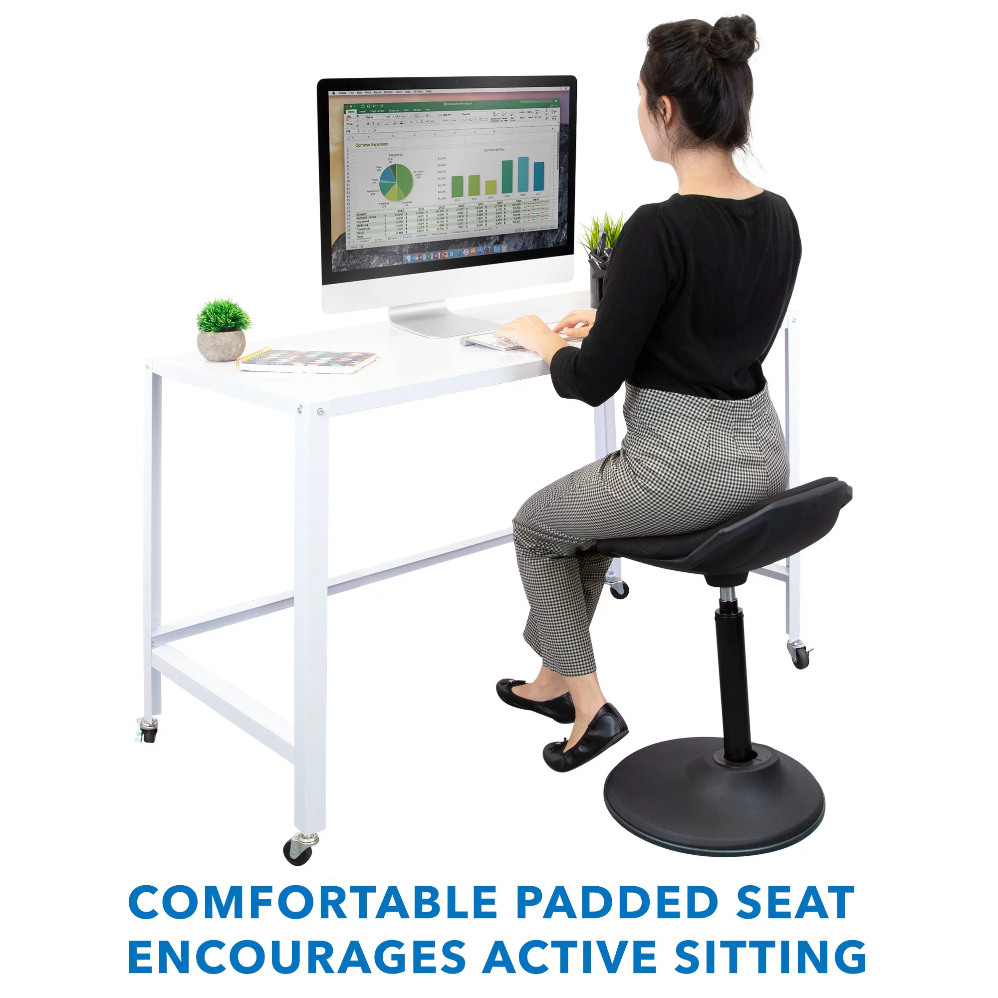 Mount-It! Ergonomic Height Adjustable Stool | Backless Chair
