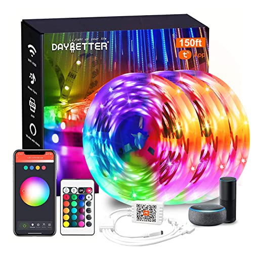 DAYBETTER Smart WiFi Led Lights 100ft, Tuya App Controlled Led Strip Lights, Work with Alexa and Google Assistant, Timer Schedule, Color Changing Led Lights for Bedroom Party Kitchen