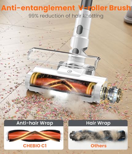 Cordless Vacuum Cleaner, 550W/45Kpa Vacuum Cleaners for Home, Max 60Mins Runtime, Anti-Tangled & 1.6L Dust Cup Stick Vacuum, Lightweight Vacuum for Carpet, Hard Floor(Upgraded)