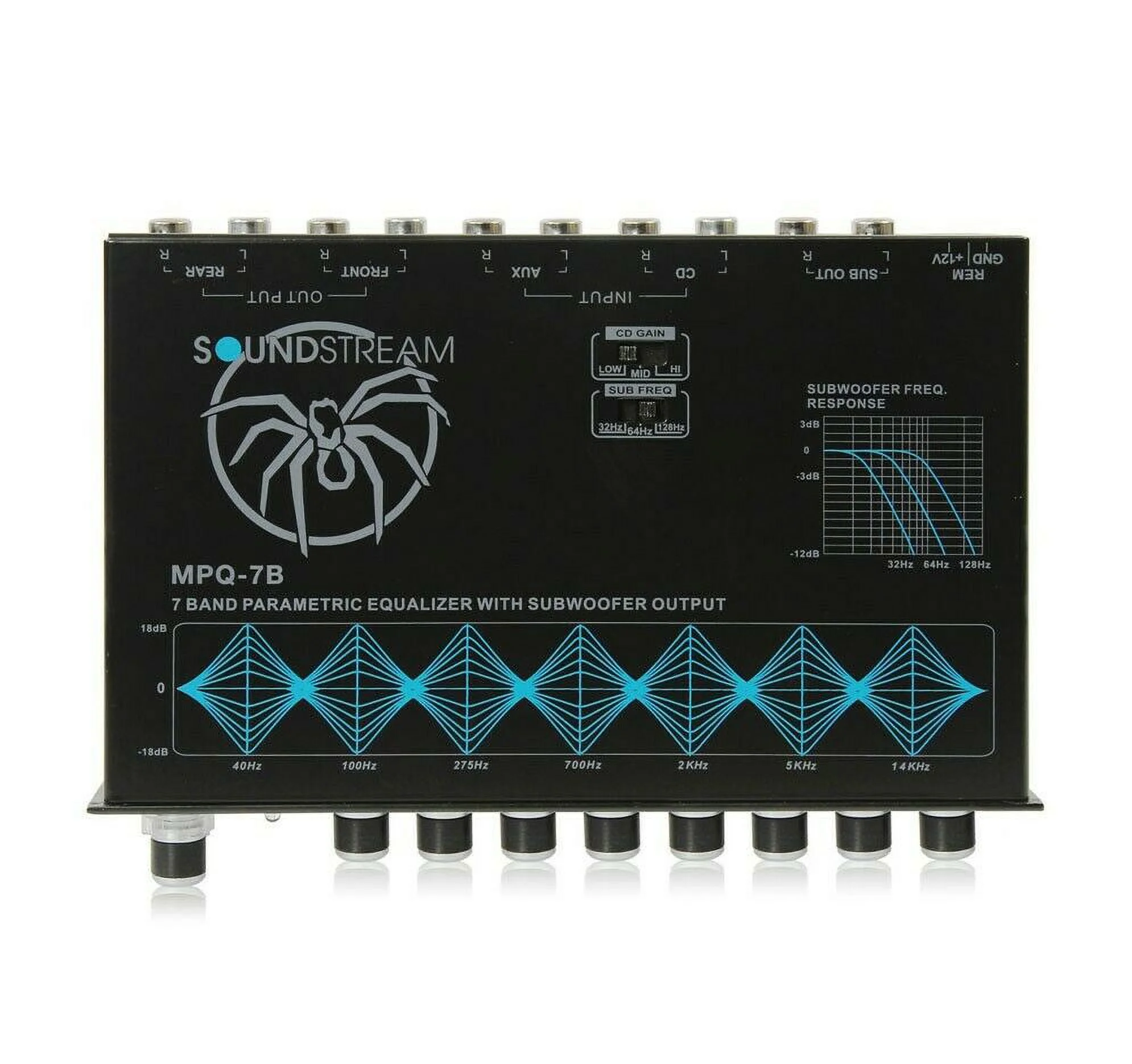 Soundstream 8 Volt 1/2 DIN Dual Channel 7-Band Equalizer MPQ-7B