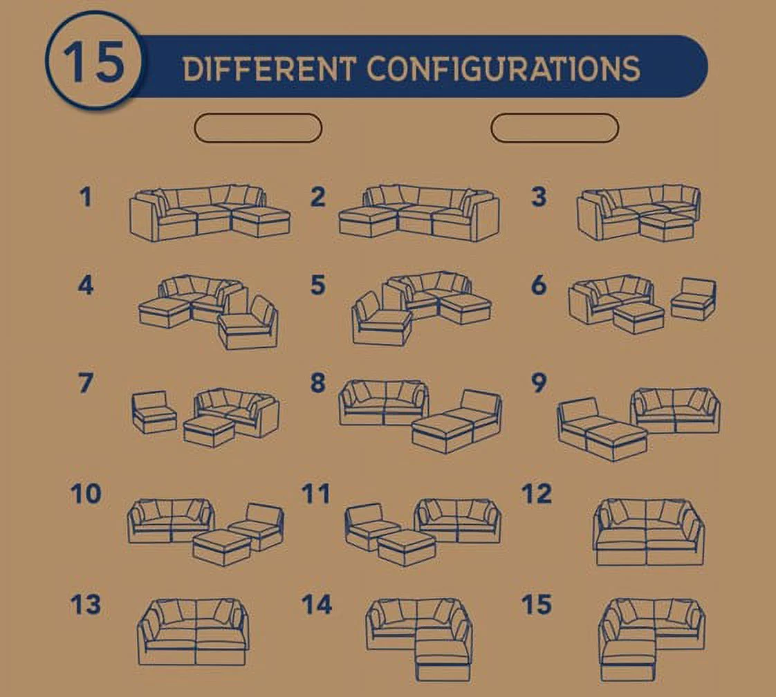 Better Homes & Gardens Modular Sectional Sofa with Storage Ottoman, White Linen