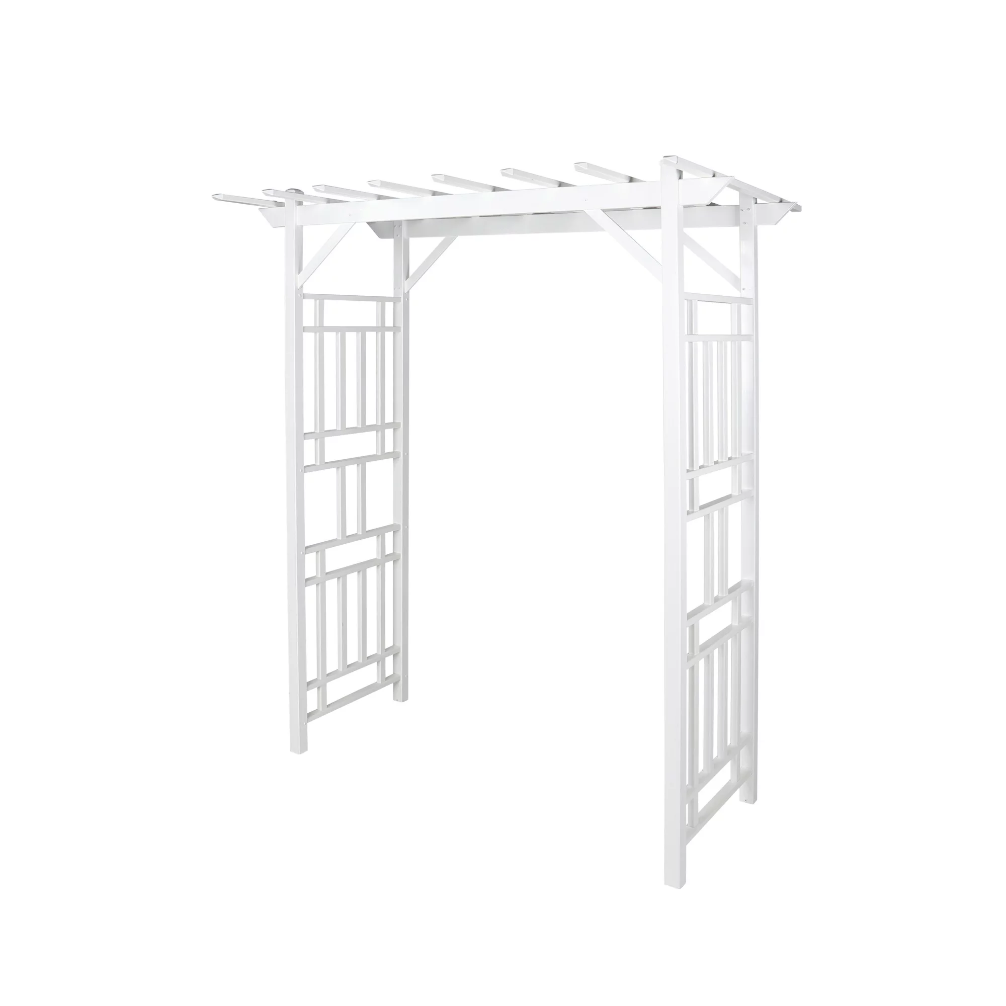 Pearington Arched Trellis Garden Arbor, White PVC