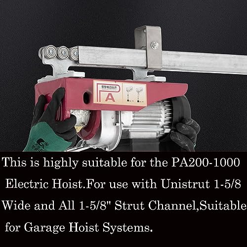 Hoist Trolley for PA200-1000 Electric Hoist 6 Wheel Trolley Assembly for use with Unistrut 1-5/8