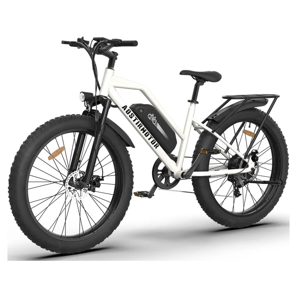 Aostirmotor Electric Mountain Bike, 75oW Motor 48V 13AH Removable Lithium Battery Ebike with Rack, 26