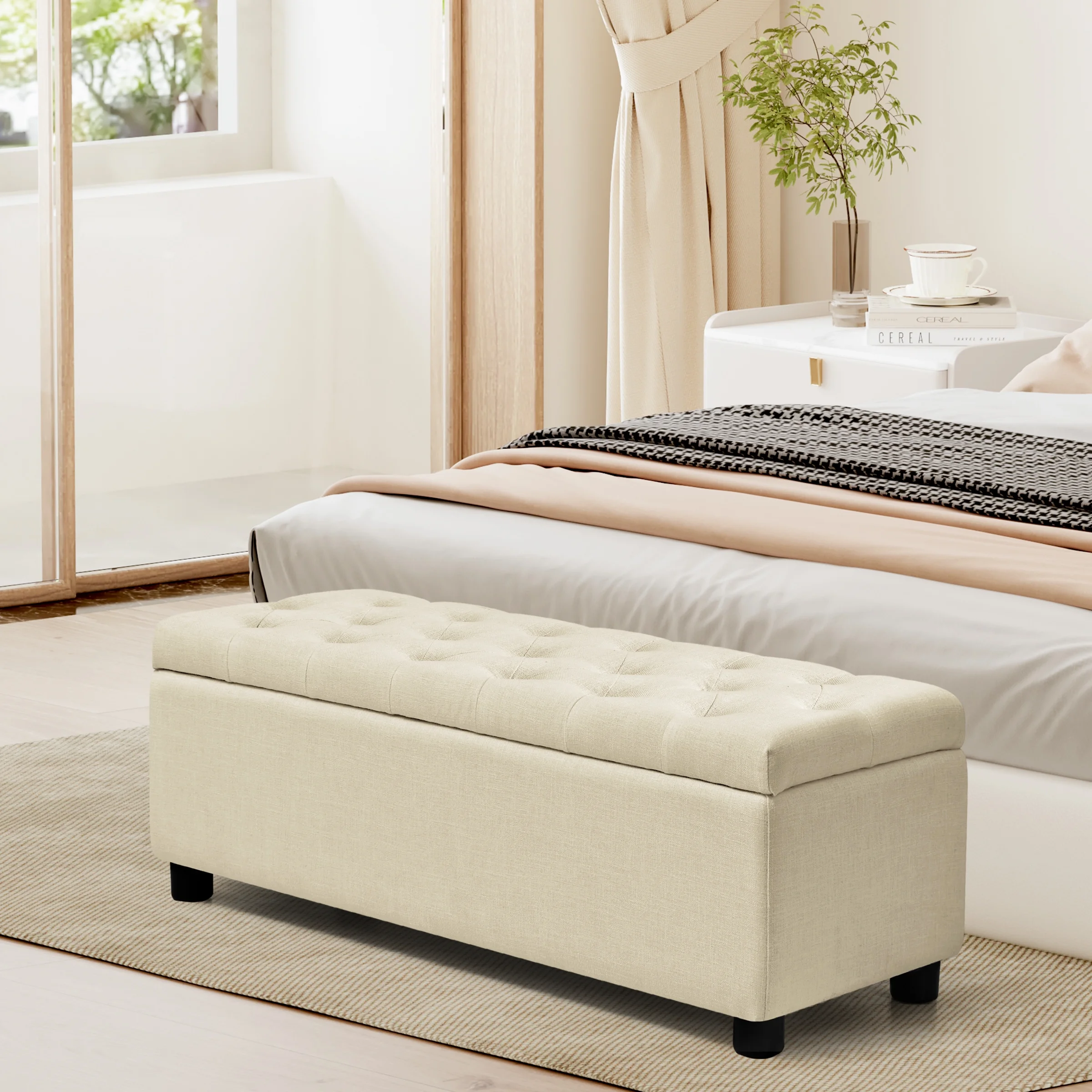 Subrtex Storage Ottoman Bench with Sturdy Plastic Legs with Foot Pads, 40.5