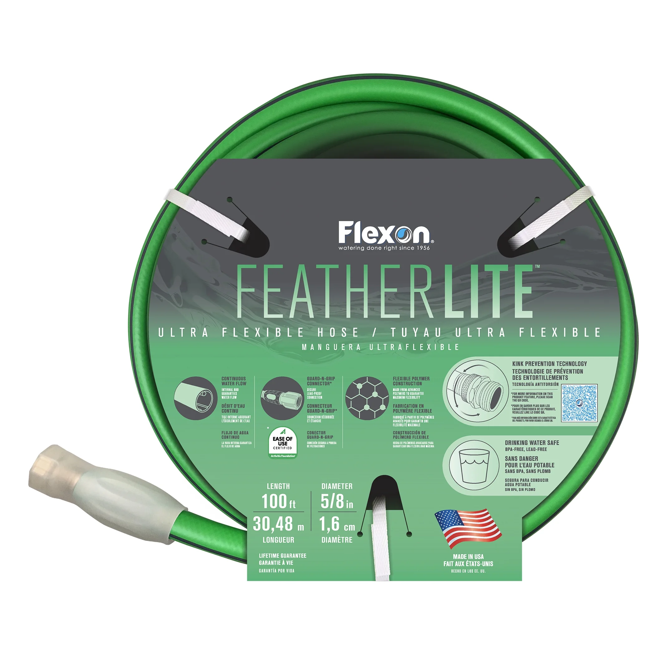 Flexon Featherlite 5/8 x 100ft Ultra Flexible Garden Hose