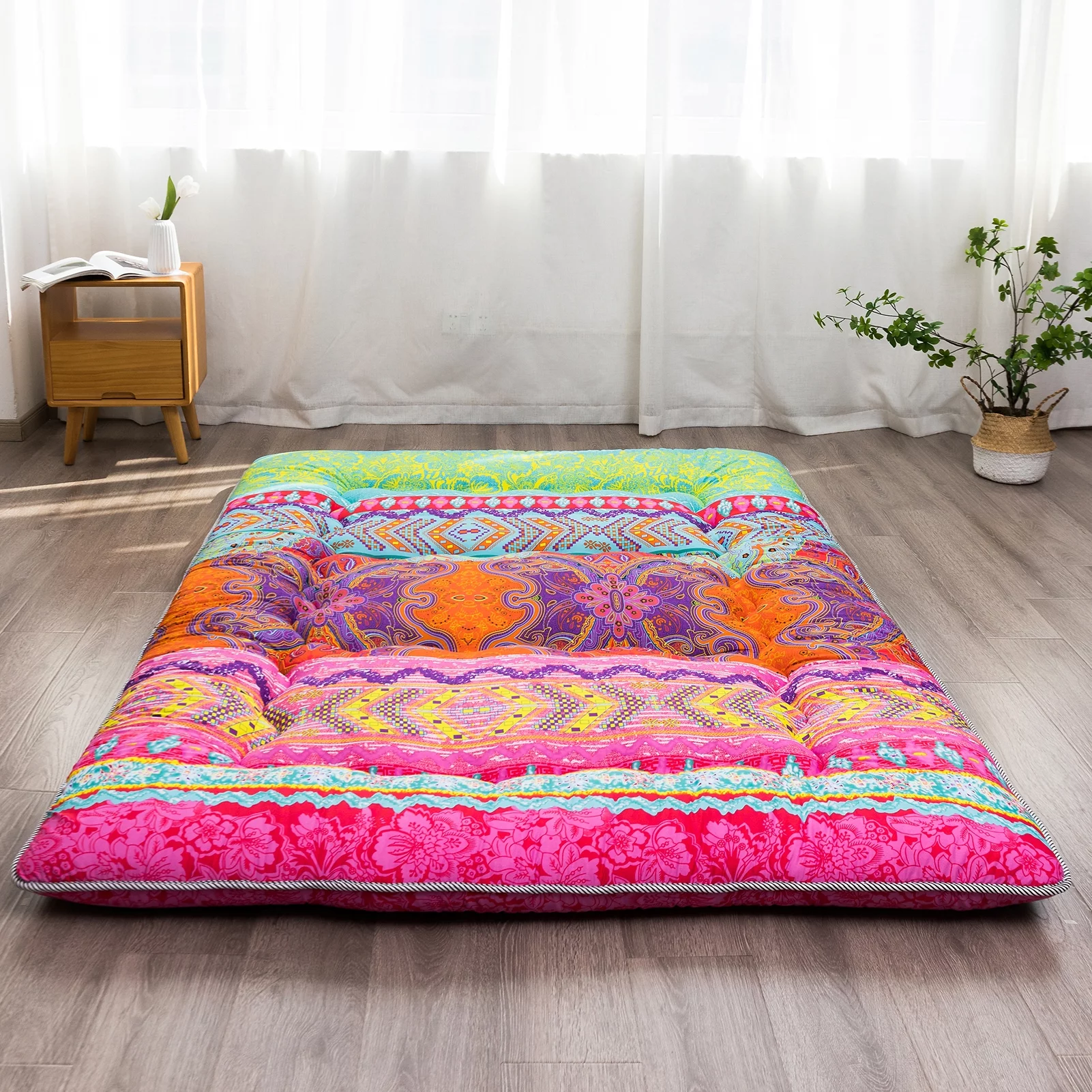 Japanese Floor Mattress Futon Mattress Boho Design Sleeping Mat Twin Size