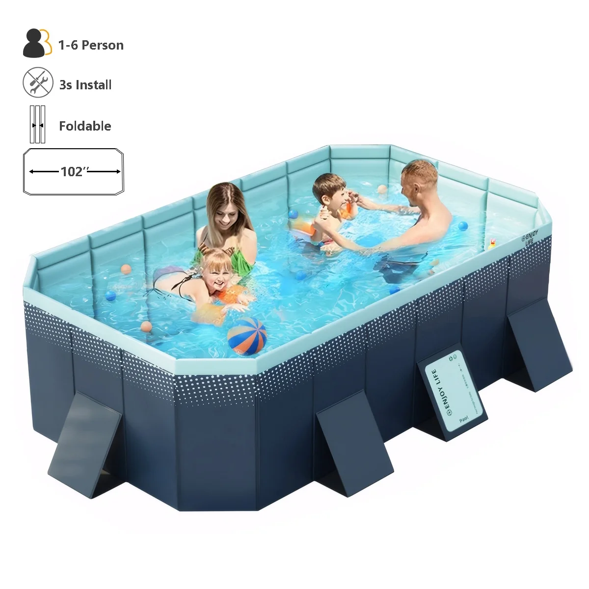 MONEHANE Swimming Pools for Kids,Adult Foldable Above Ground Swimming Pools Kiddie Pools,Inflatable-free Outdoor Dog Pools for Large Dog (102