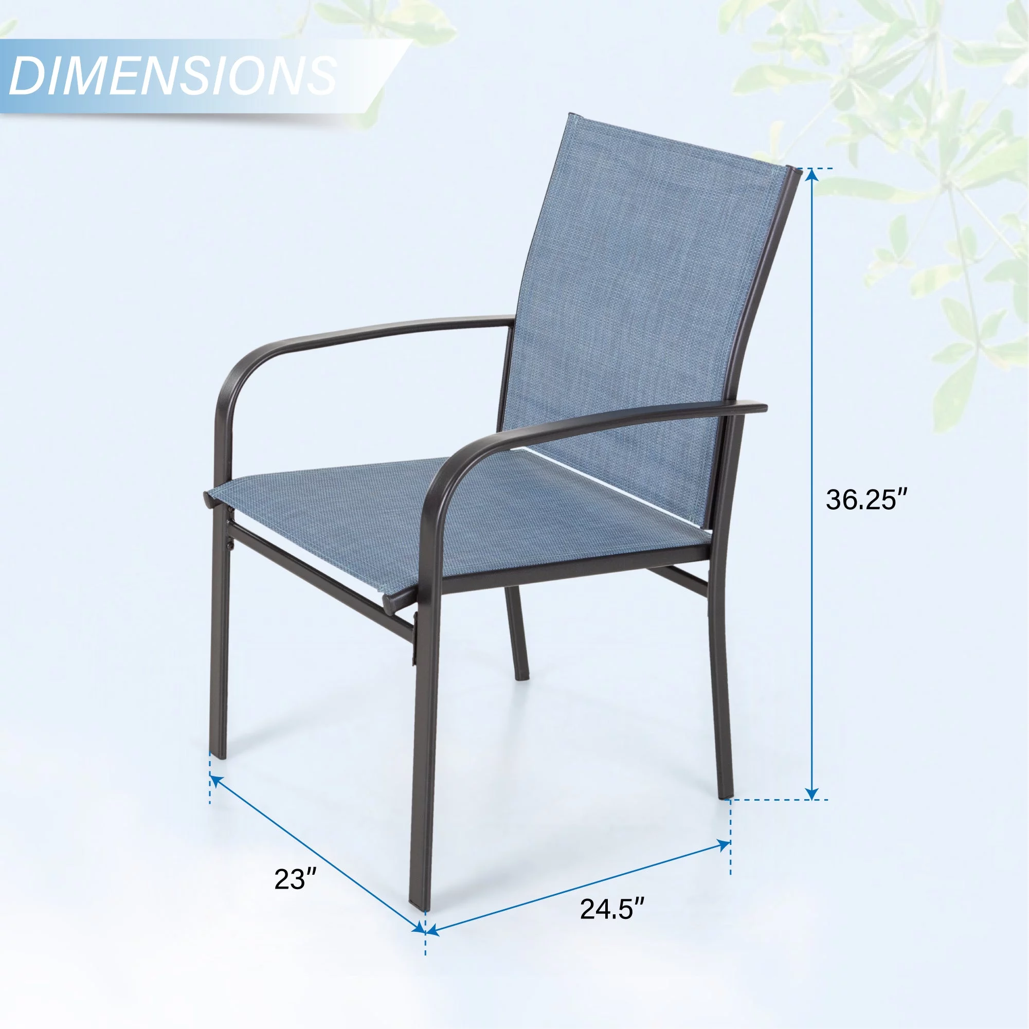 Sophia & William Outdoor Patio Dining Chair - Textilene - Set of 4 - Blue