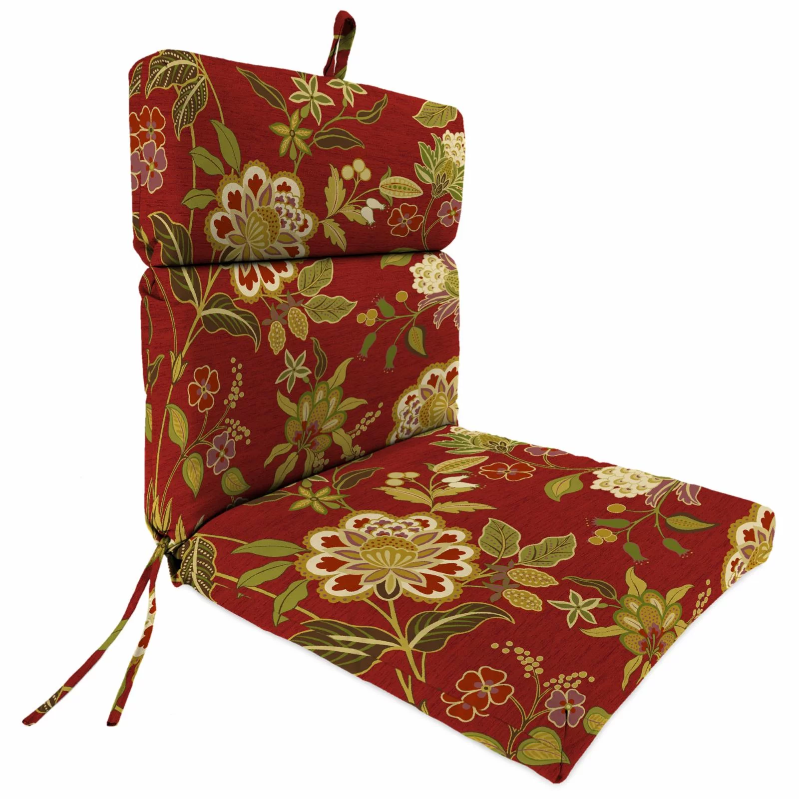 Jordan Manufacturing 22 x 44 in. Rectangular Outdoor Chair Cushion with Ties and Hanger Loop