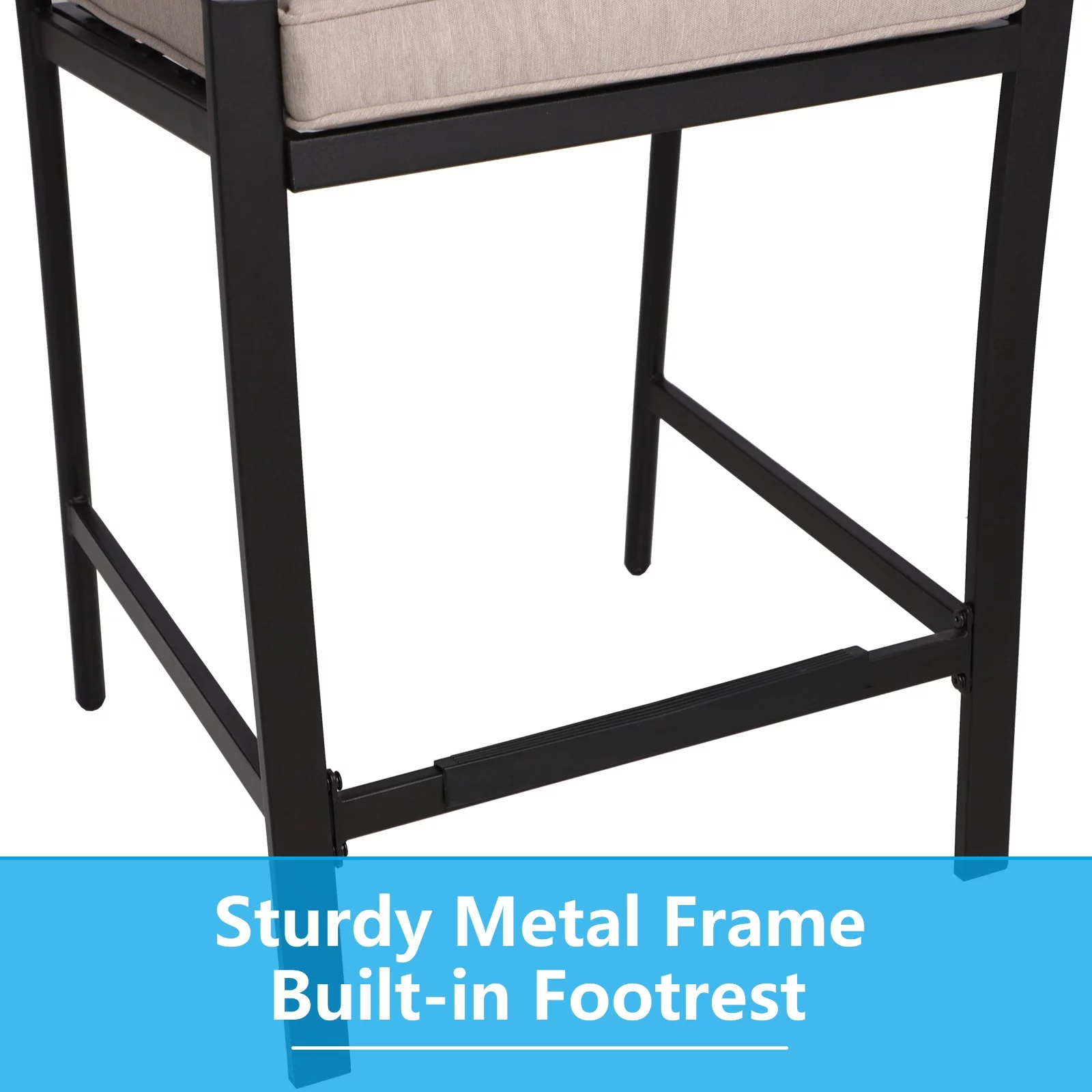 Sophia & William Patio Outdoor Wicker Rattan Bar Stools Set of 2 Height Chairs, Cushion