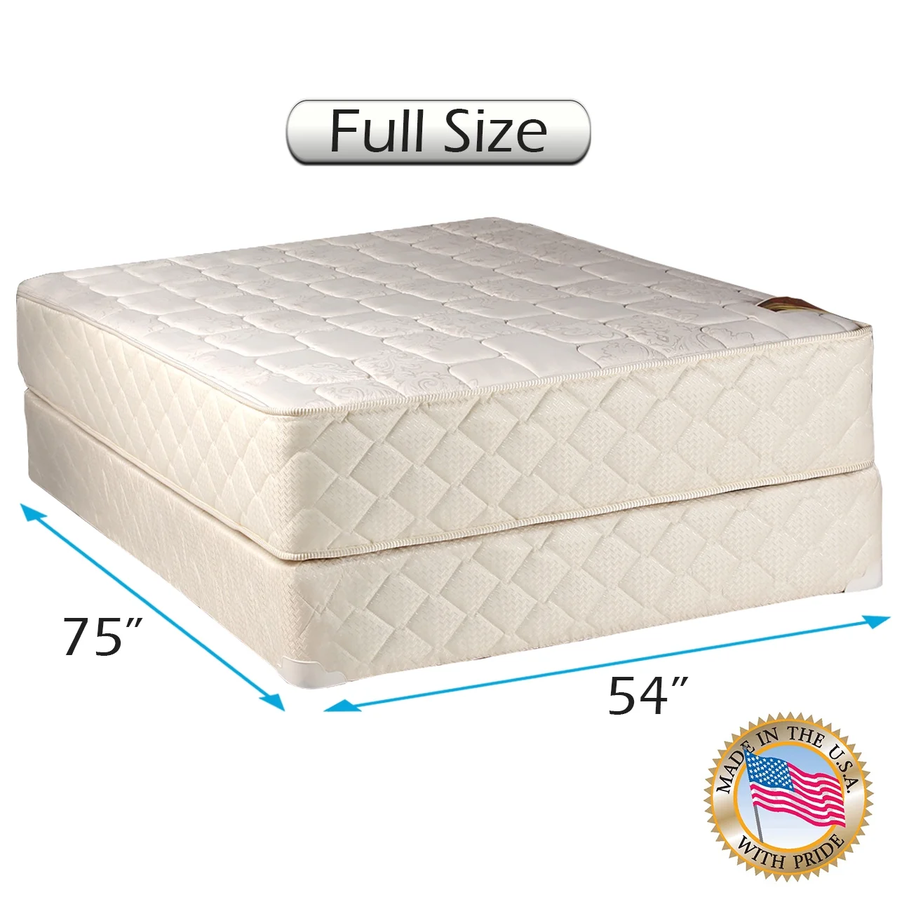 Grandeur Deluxe 2-Sided Gentle Firm Mattress Set with Bed Frame Included - Spine Support, High Quality Foam, Luxury Height, Long Lasting Comfort by Dream Solutions USA (Full 54