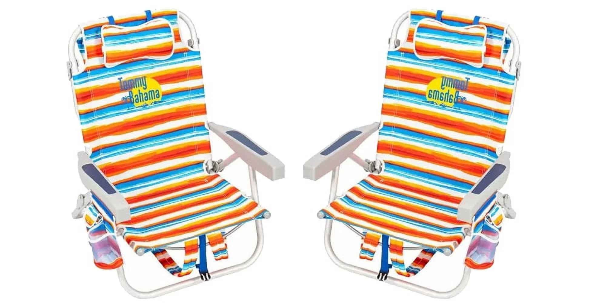 SET OF 2 | Tommy Bahama Folding Backpack Beach Chair Tropical / Stripes - 2022