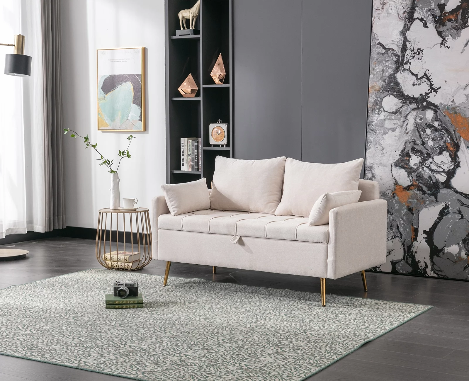 Guyou Modern Chenille Loveseat Sofa, 53