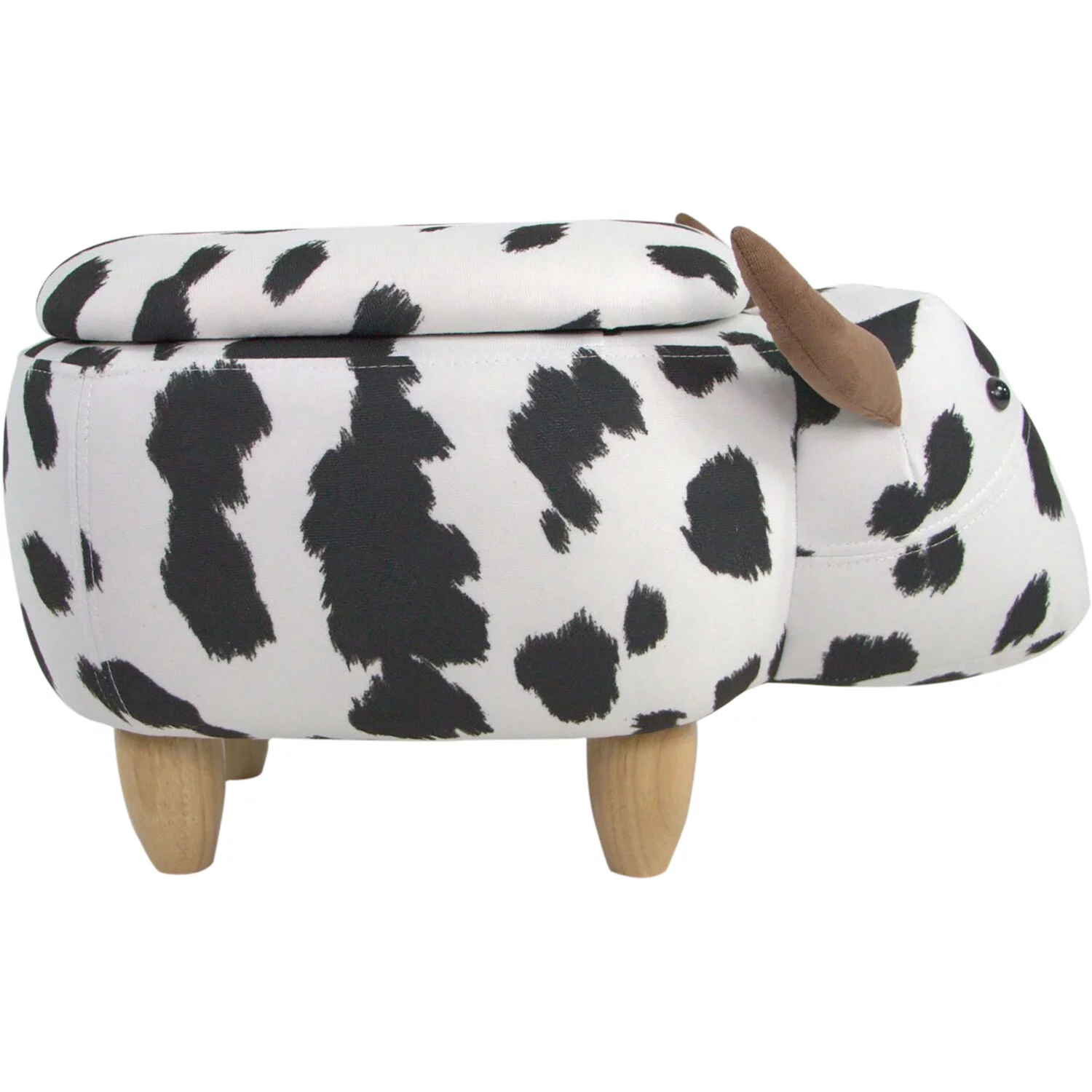 Critter Sitters 15-In. Seat Height Black-White Cow Animal Shape Storage Ottoman - Furniture for Nursery, Bedroom, Playroom, Living Room Decor