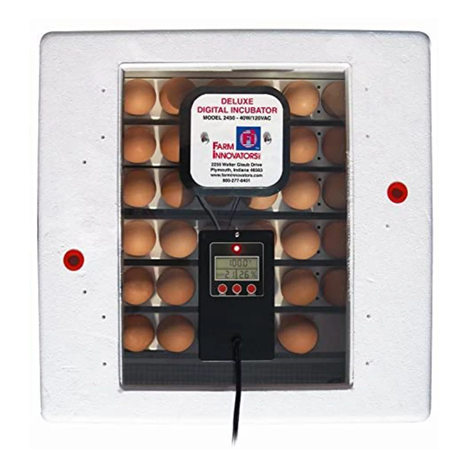 Farm Innovators Heated Digital Circulated Air Incubator with Egg Turner, White