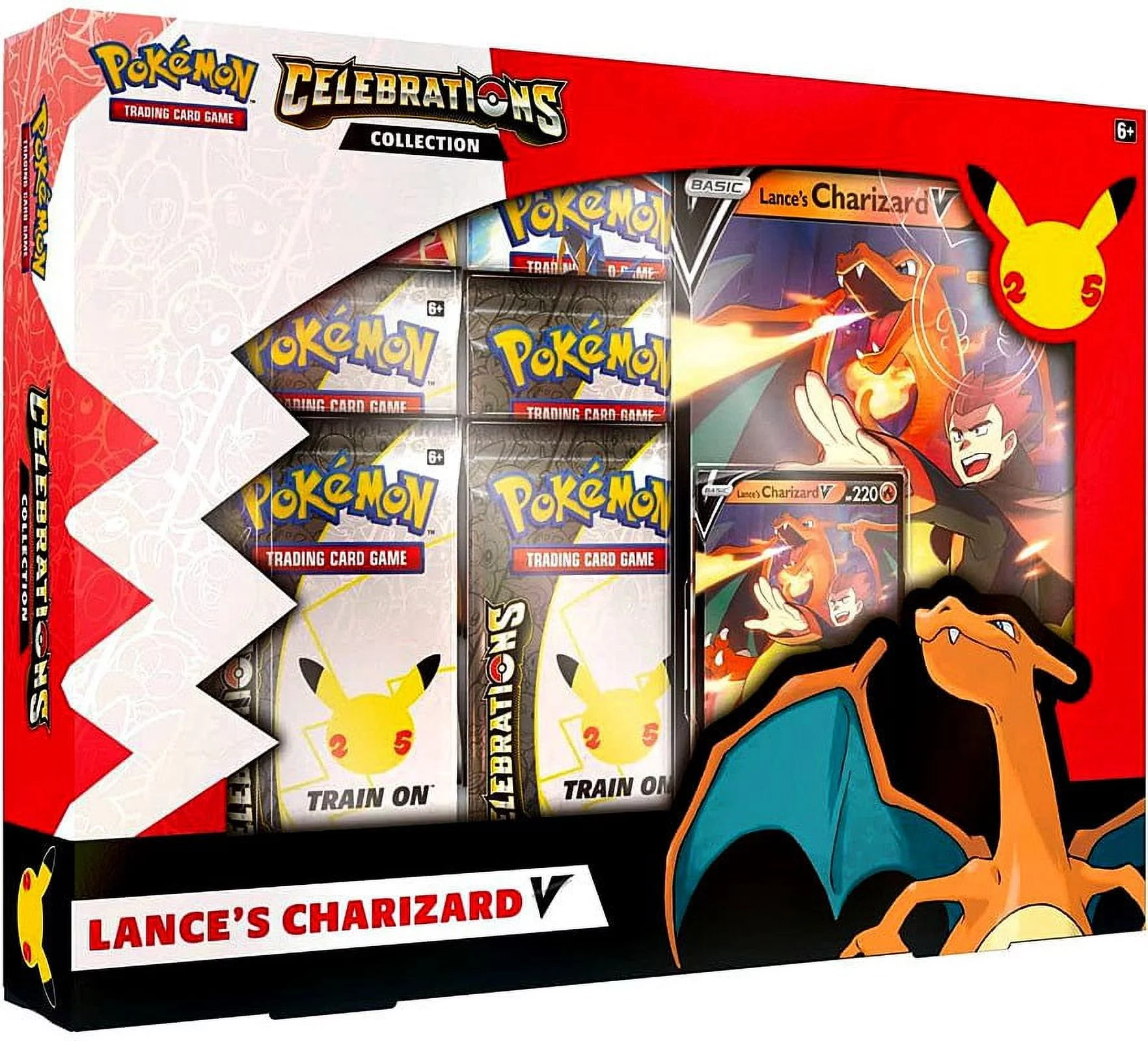 Pokemon Celebrations Lance's Charizard V Collection Box (4 Celebrations Booster Packs + 2 Additional Booster Packs, Foil Promo Card, Oversize Card & More)