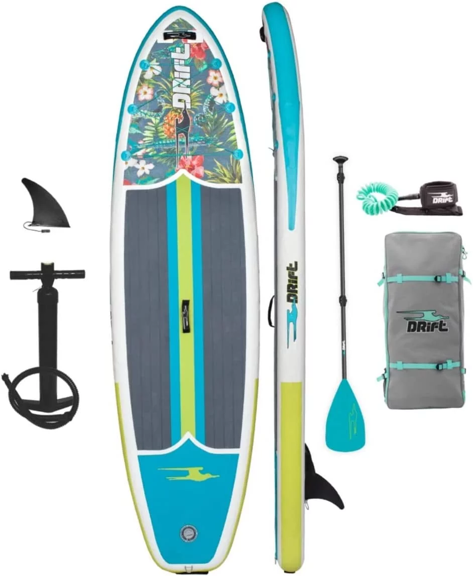 Drift Aero Inflatable Stand Up Paddle Board - SUP Paddle Board & Accessories, Including Pump, Paddle, and More - Native Floral, Adult, 10'8