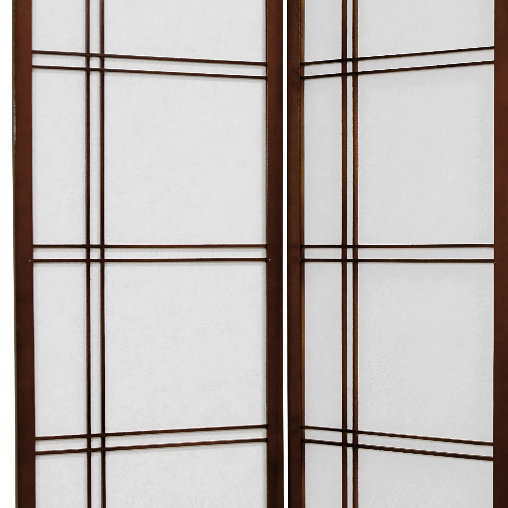 Oriental Furniture 6 ft. Tall Double Cross Shoji Screen - Walnut - 6 Panel