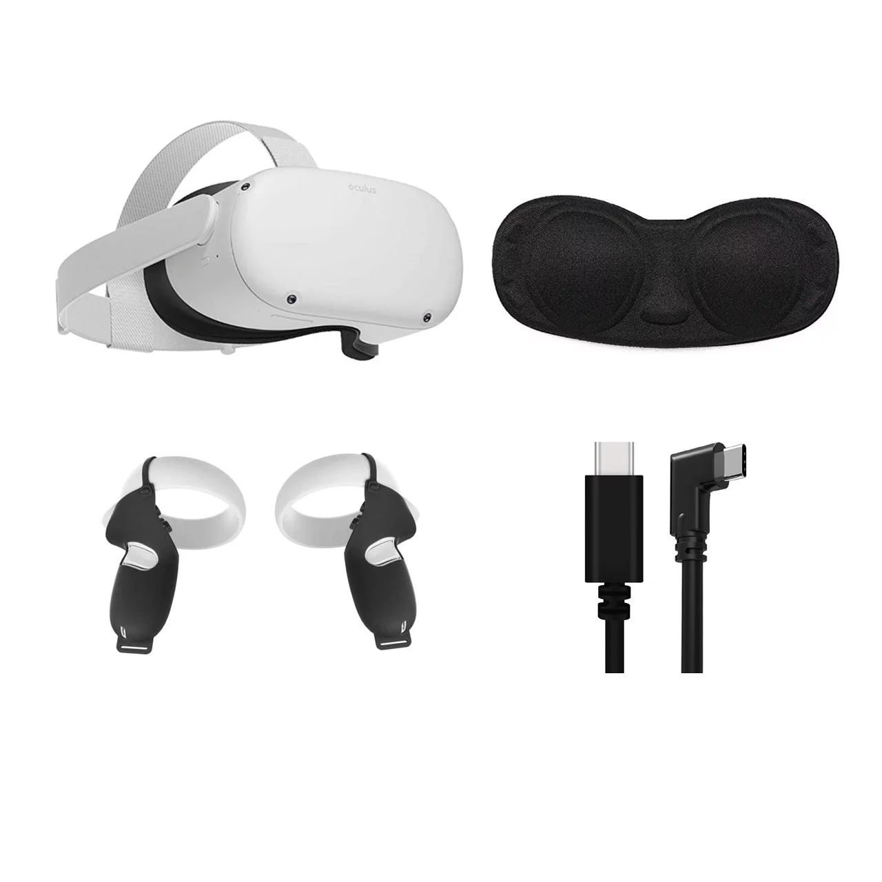 2021 Holiday Bundle Meta Quest 2 All-In-One VR Headset 256GB, 1832x1920 up to 90 Hz Refresh Rate LCD, 3D Audio, Mytrix Link Cable(3M), Black Grip Cover, Lens Cover