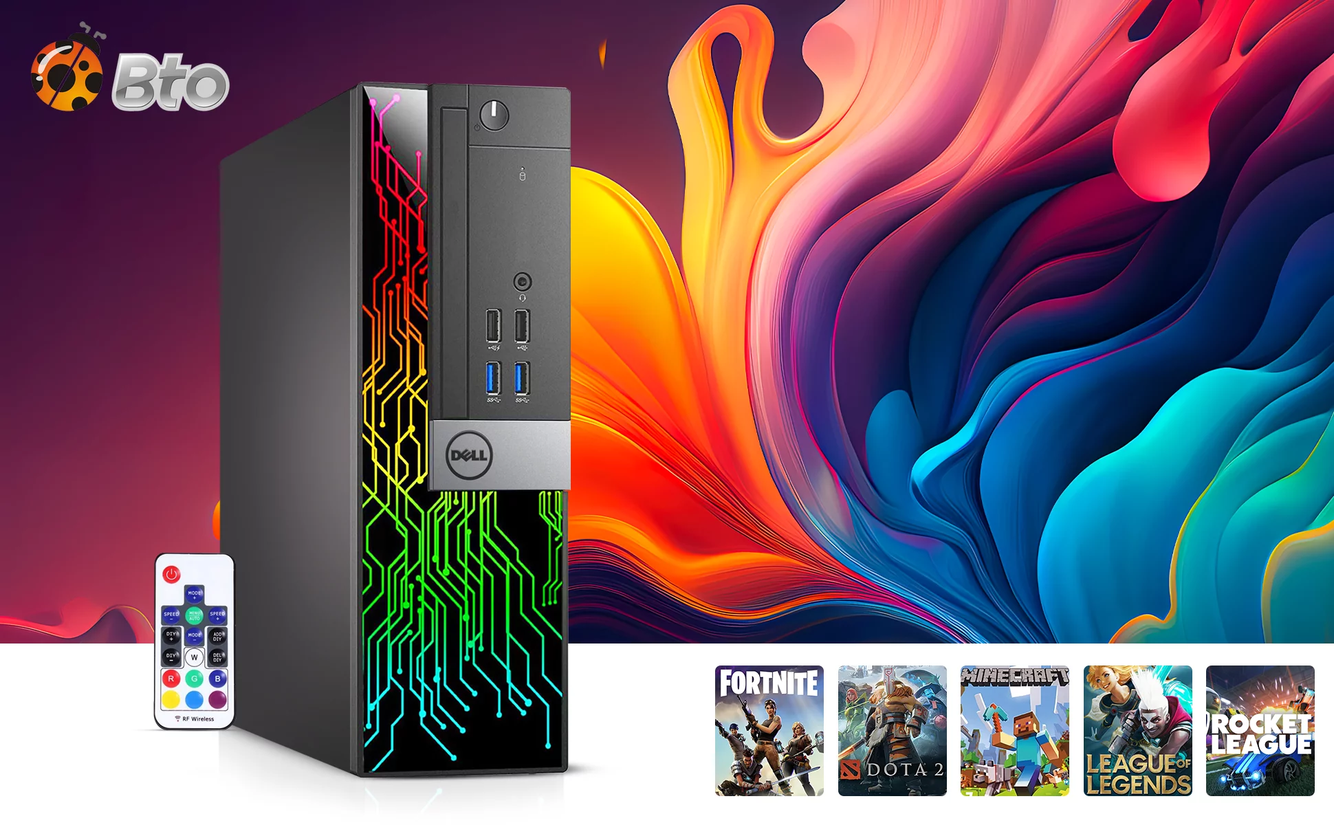 Restored Dell RGB Gaming Computer Desktop PC, Intel Core i7 6th Gen. Processor, 16GB DDR4 Ram, 256GB SSD + 1TB HDD, AMD Radeon RX 550, WiFi, BTO RGB Keyboard & Mouse, Windows 10 Pro (Renewed)