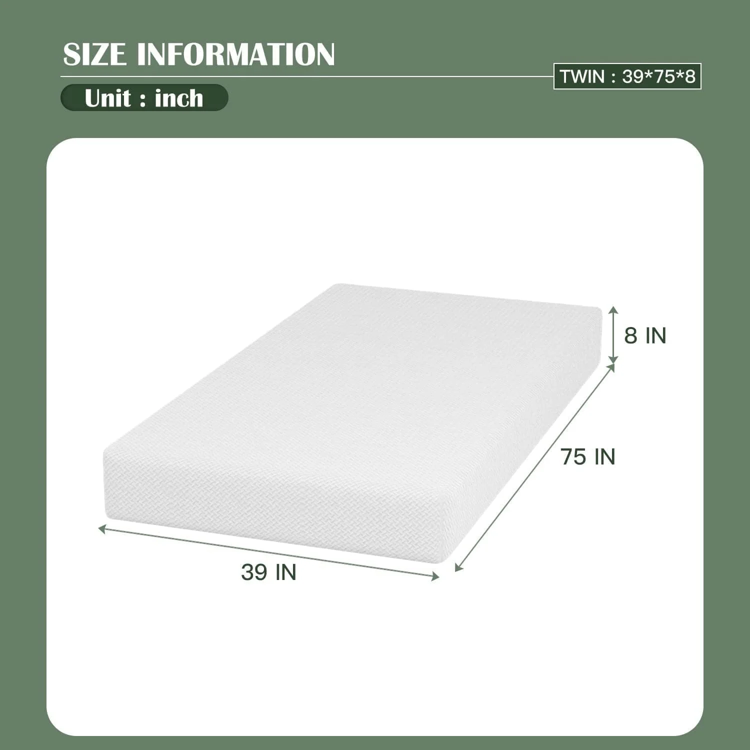 CL.HPAHKL 5/6/8/10/12inch Twin Size Base Foam Mattress, Medium Firm Mattresses for a Cool Sleep & Pressure Relief, CertiPUR-US Certified Bed-in-a-Box （White）