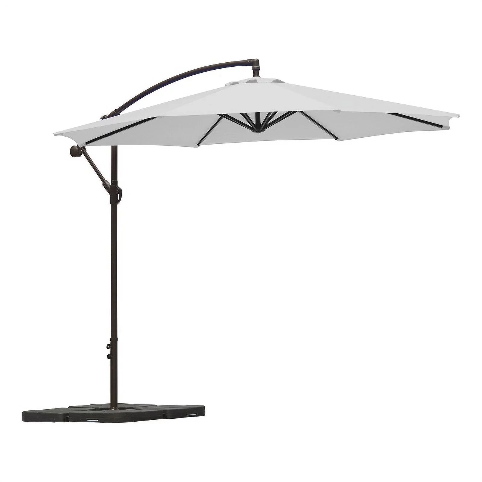 Elm 10 ft. Patio Cantilever Hanging Umbrella with 4-piece Base Weight