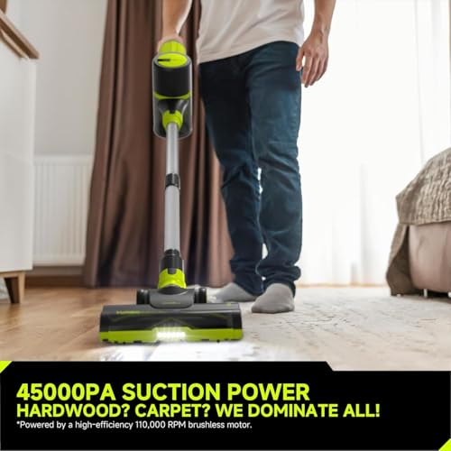 UNINELL HOME Cordless Vacuum Cleaner, 45Kpa 55 Mins Vacuum Cleaners for Home, Lightweight, Anti-Tangle, Self-Standing, Rechargeable Vacuum Stick Cordless for Pet Hair, Carpet, Hardwood Floors