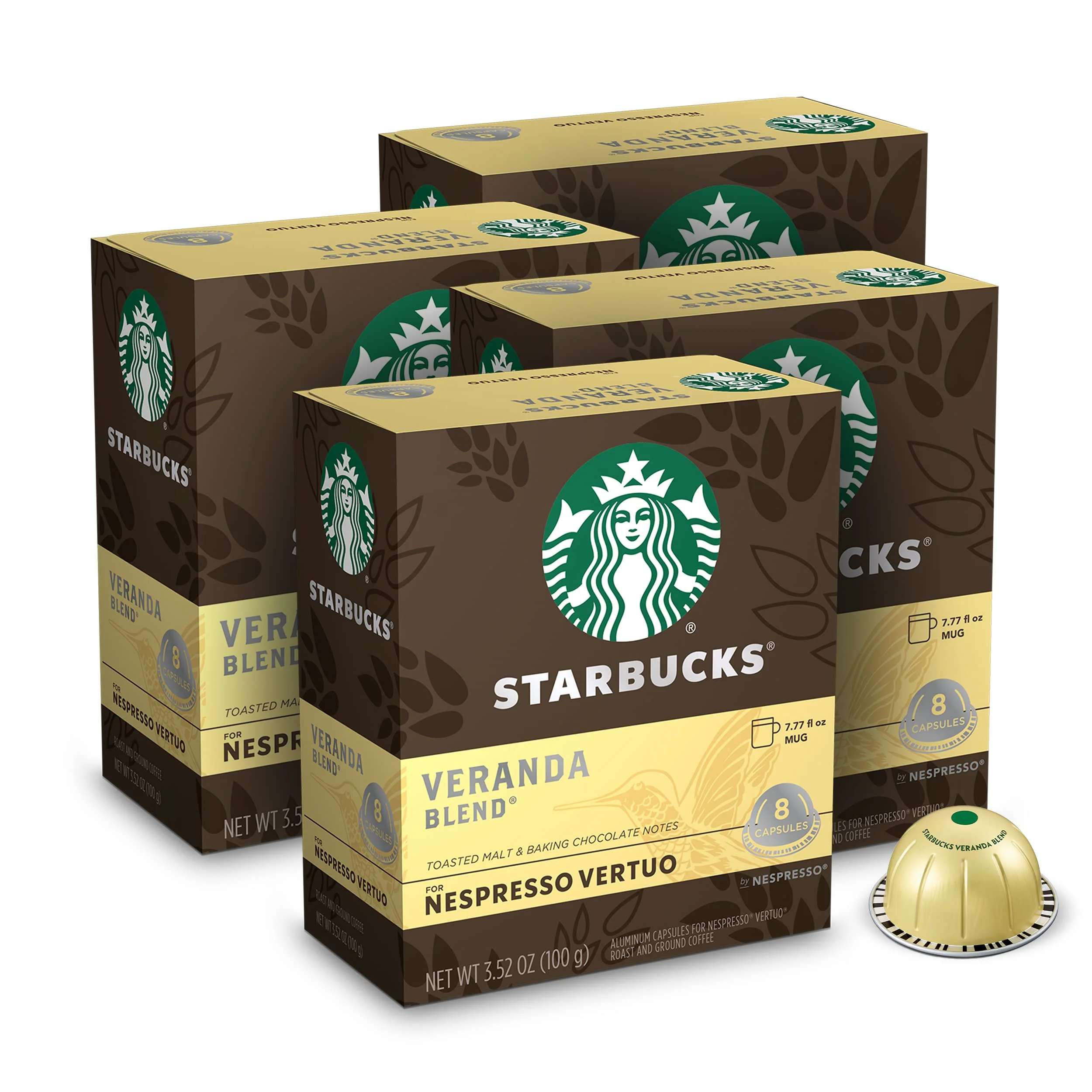 Starbucks By Nespresso Blonde Roast Veranda Blend Coffee (32-Count Single Serve Capsules, Compatible With Nespresso Vertuo Line System)