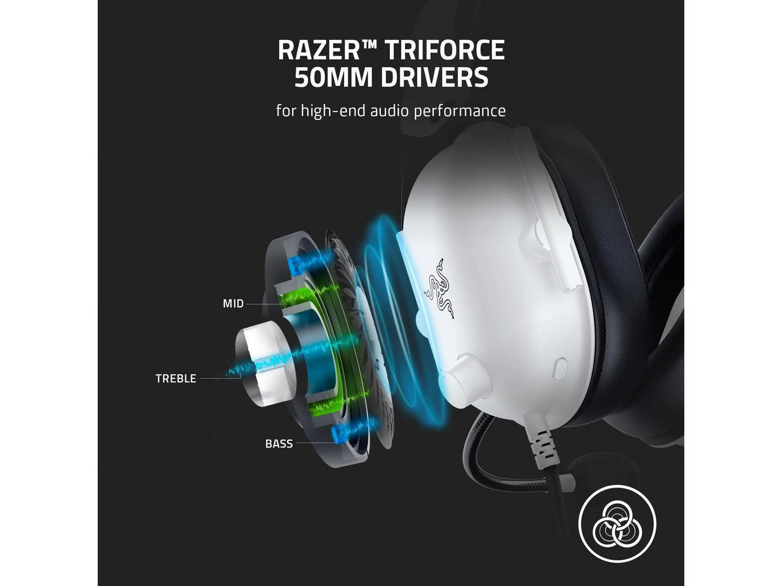 Razer BlackShark V2 X Wired Esports Multi-platform Headset, 3.5mm, White