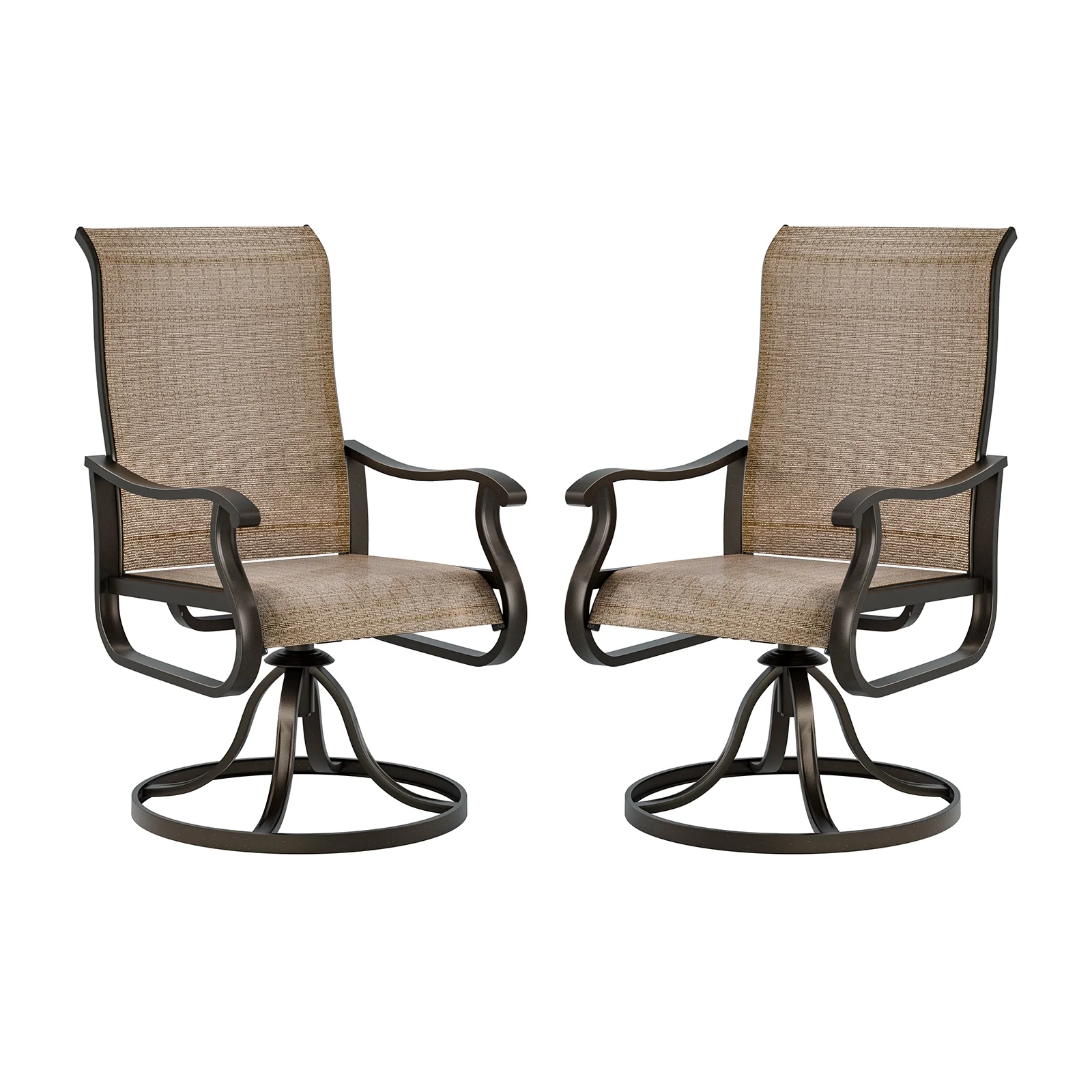 UDPATIO High Back Outdoor Dining Chairs Set of 2, All Weather Swivel Patio Chairs, Breathable Garden Outdoor Furniture for Backyard Deck