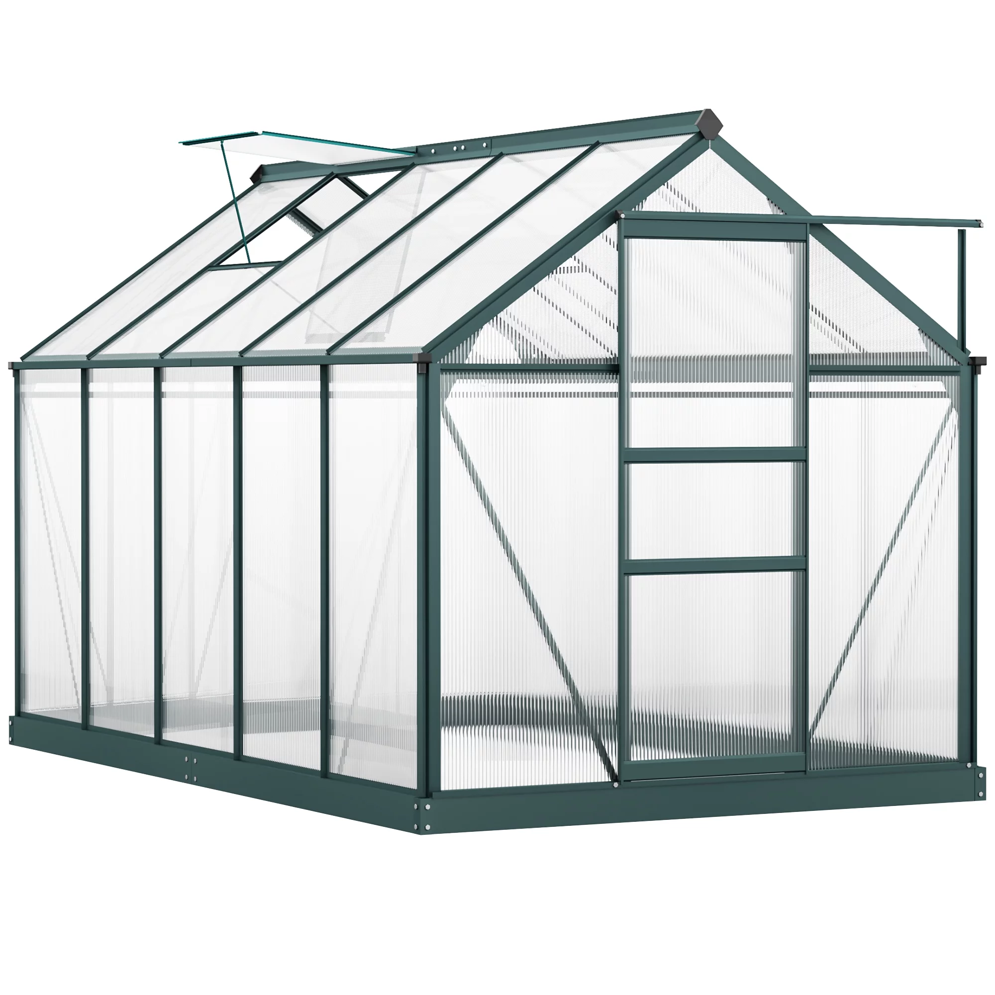 Outsunny 6' x 10' x 7' Large Polycarbonate Walk-in Greenhouse, Green