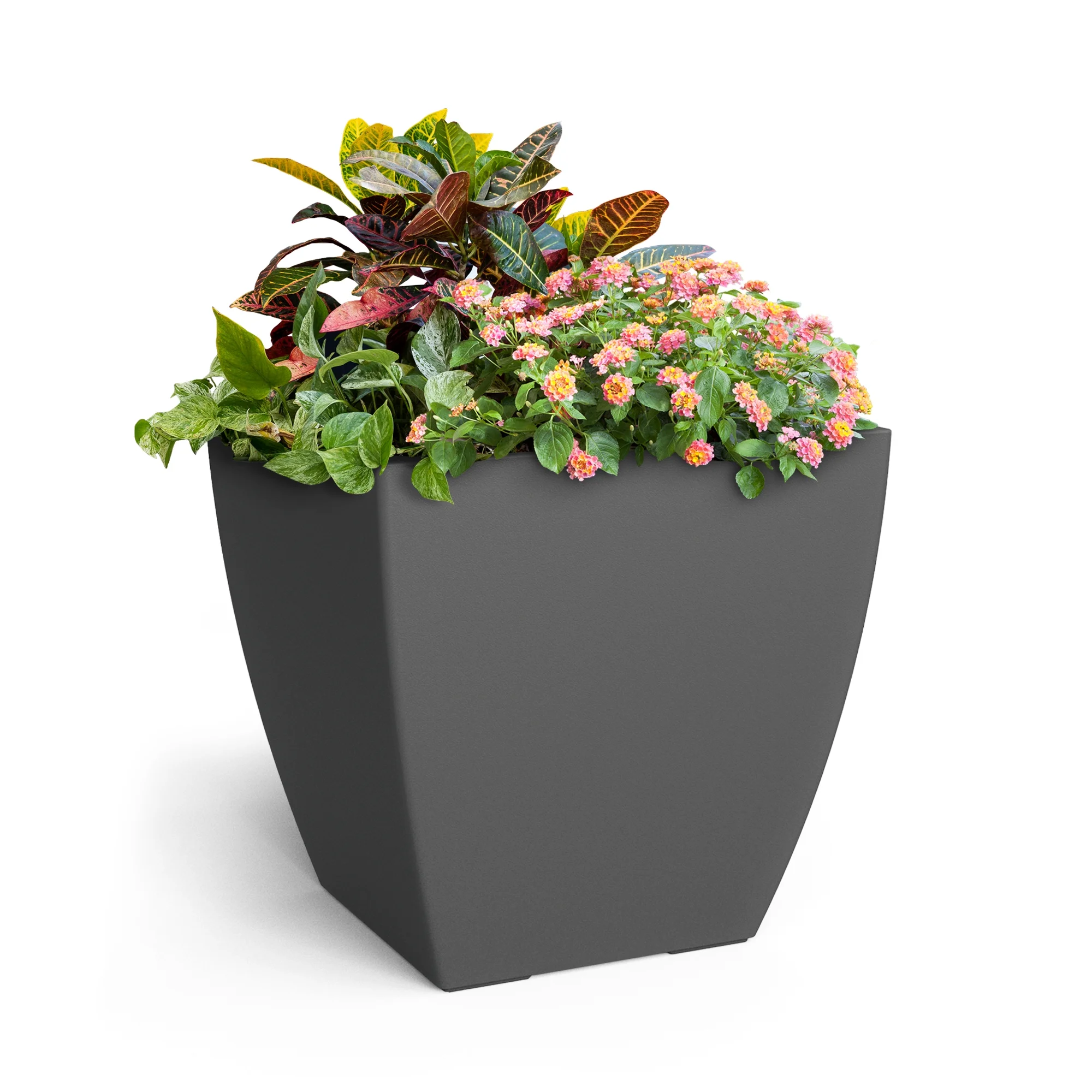 Mayne Kobi 24 in Square Planter - Black