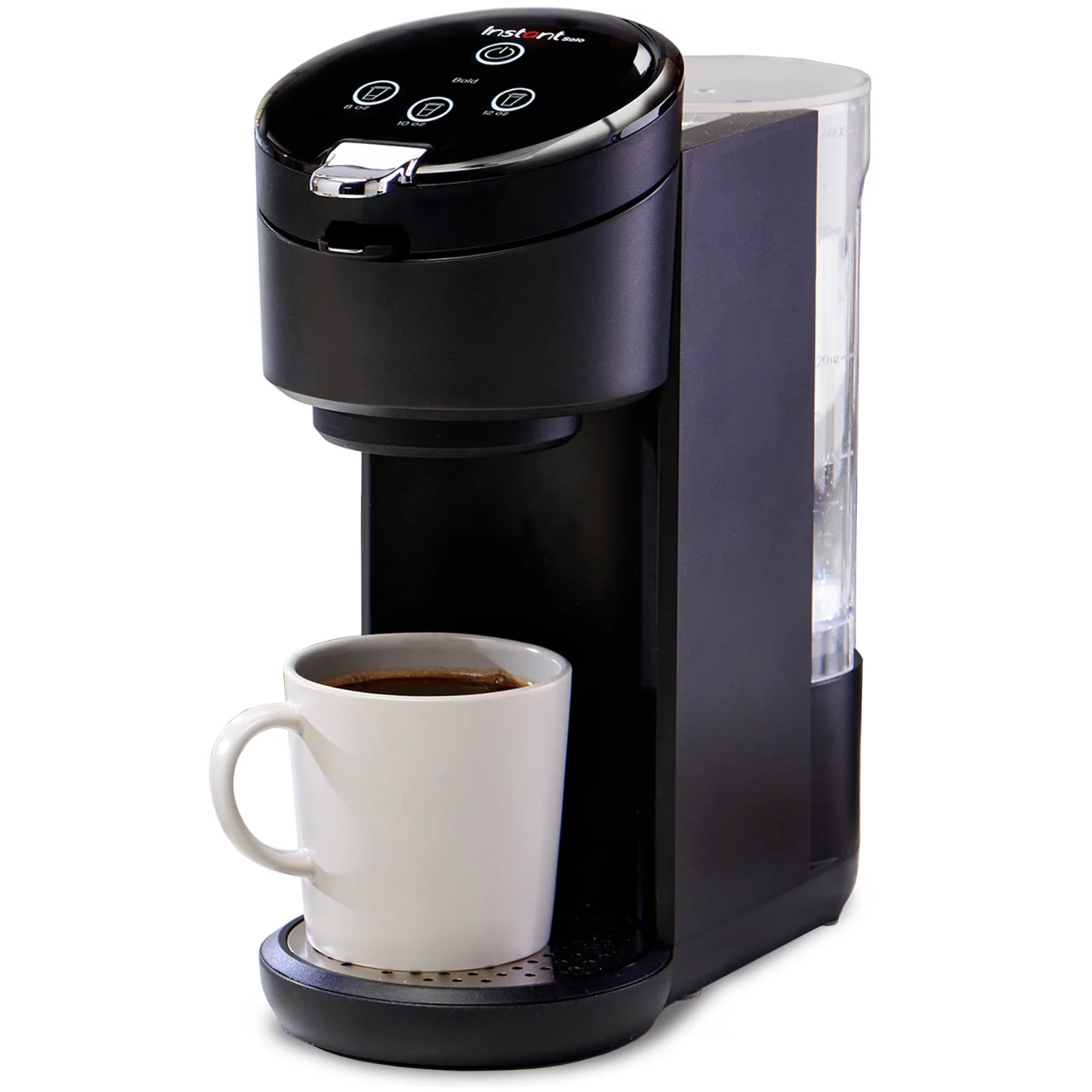 Instant Solo 2-in-1 Single Serve Coffee Maker for Ground Coffee or K-Cup Pods with 3 Brew Sizes, Black