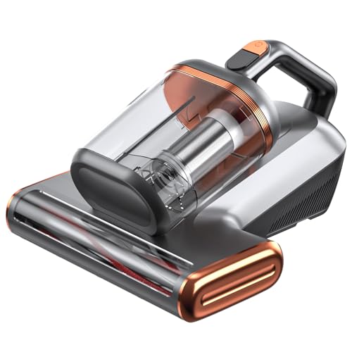 Mattress Vacuum Cleaner with 400W/15Kpa Suction Powerful Double-Cup, 99.9% Filtration Bed Vacuum Cleaner with UV & Ultrasonic, Handheld Vacuums for Sofa/Bed/Fabric Surface