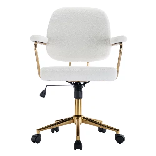 Teddy Velvet Makeup Office Desk Chair: Stylish and Comfortable with Gold Chromed Accents