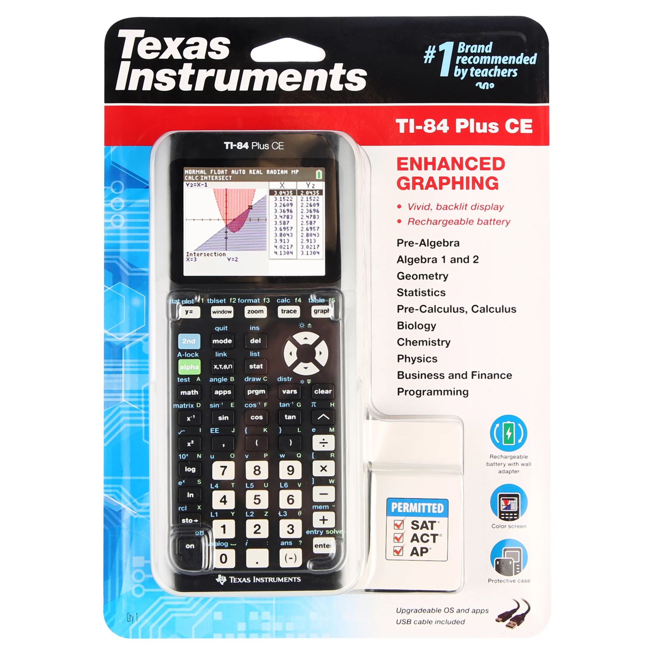 Texas Instruments TI-84 Plus CE Graphing Calculator High School and College, Black