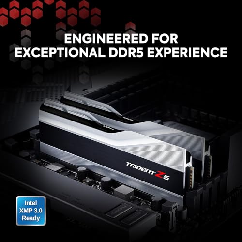 G.SKILL Trident Z5 Series (Intel XMP 3.0) DDR5 RAM 32GB (2x16GB) 6000MT/s CL36-36-36-96 1.35V Desktop Computer Memory UDIMM - Metallic Silver (F5-6000J3636F16GA2-TZ5S)